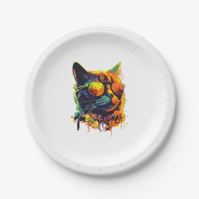 Plato De Papel Gafas de sol gafas de Guay gafas gatito cadera ale (Anverso)