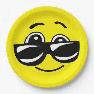 Plato De Papel Gafas de sol Guay cara a cara gracioso Fiesta emot