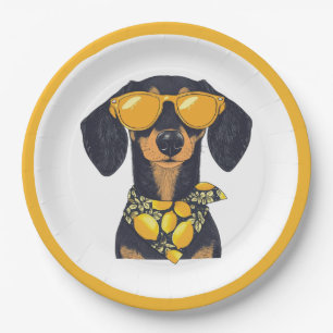 Plato De Papel Gafas de sol para perro Cool Dachshund Limones