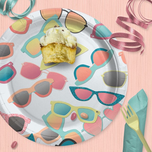 Plato De Papel Gafas de sol retro dispersas Niños de verano Cumpl (Subido por el creador)