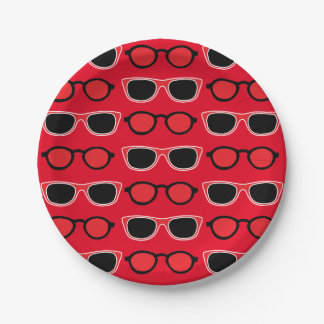 Plato De Papel Gafas de sol rojas negras Cumpleaños de verano
