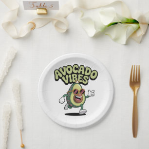 Plato De Papel Gafas divertidas Aguacate