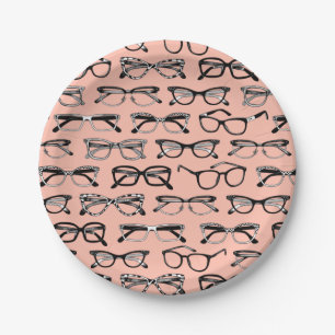 Plato De Papel Gafas rosadas pálidas, anteojos, anteojos