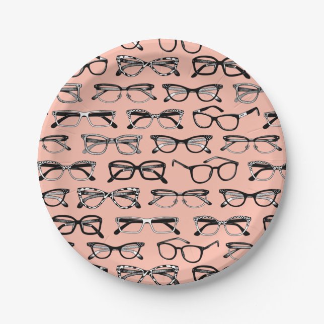 Plato De Papel Gafas rosadas pálidas, anteojos, anteojos (Anverso)