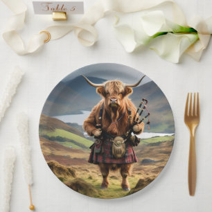 Plato De Papel Gaitero de la bolsa de la vaca de las Highlands es
