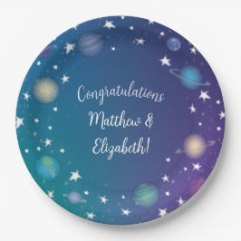 Plato De Papel Galaxia Baby Shower del espacio ultraterrestre