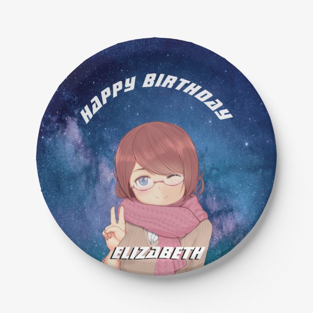 Plato De Papel Galaxia Chica Kawaii Anime (Anverso)