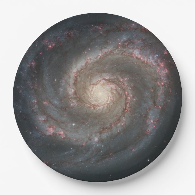 Plato De Papel Galaxia con remolinos (espacio) (universo) (Messie (Anverso)