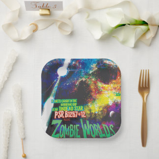 Plato De Papel Galaxia de Horrores de Halloween en el mundo zombi