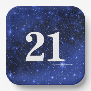 Plato De Papel Galaxia Estrella Para Fiesta De Cumpleaños 21