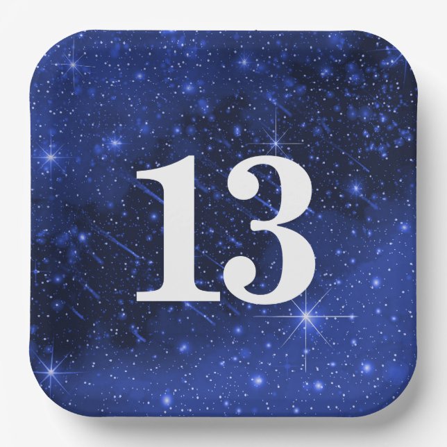 Plato De Papel Galaxia Estrella Para La Fiesta De Cumpleaños 13 (Anverso)