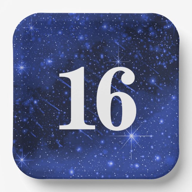 Plato De Papel Galaxia Estrella Para La Fiesta De Cumpleaños 16 (Anverso)