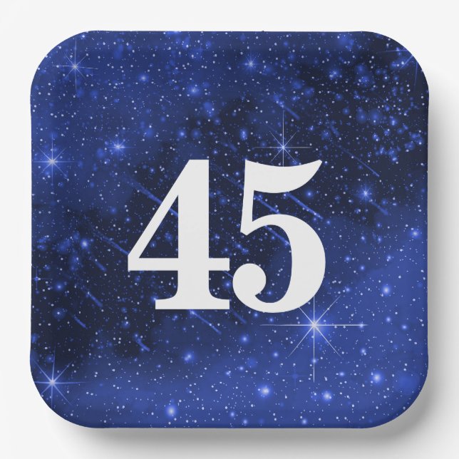 Plato De Papel Galaxia Estrella Para La Fiesta De Cumpleaños 45 (Anverso)