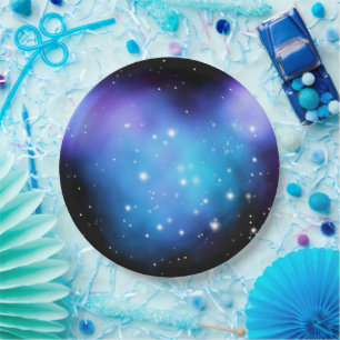 Plato De Papel Galaxia Nubes Espaciales Estrellas