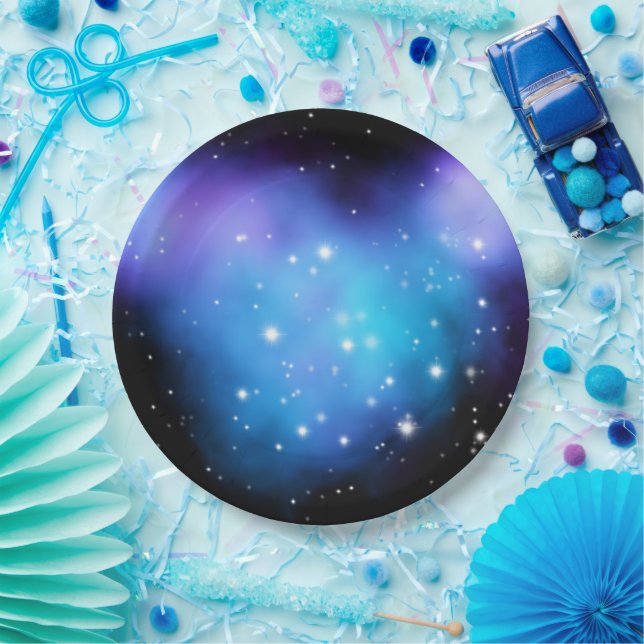 Plato De Papel Galaxia Nubes Espaciales Estrellas (Fiesta)