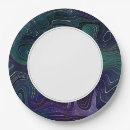 Plato De Papel Galaxia Strata Púrpura Verde