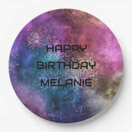 Plato De Papel Galaxy Happy Birthday