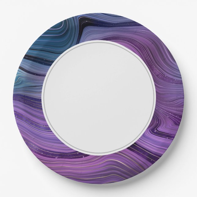 Plato De Papel Galaxy Strata Blue Purple (Anverso)