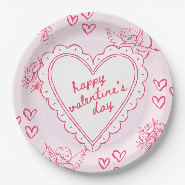 Plato De Papel Galentine’s Day Valentine Girly Invitation (Anverso)