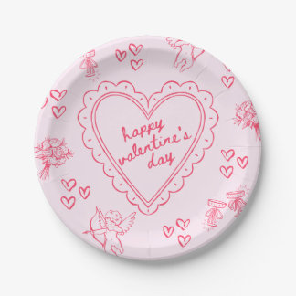 Plato De Papel Galentine’s Day Valentine Girly Pink