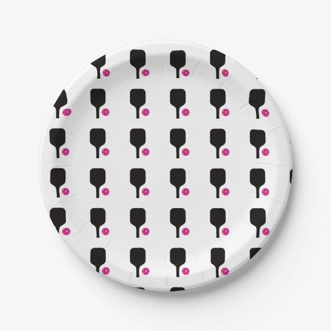Plato De Papel Gálibas de bolas y bolas rosadas (Anverso)