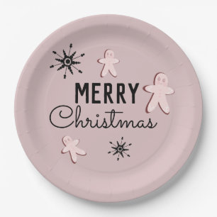 Plato De Papel Galleta de jengibre de Navidad alegre