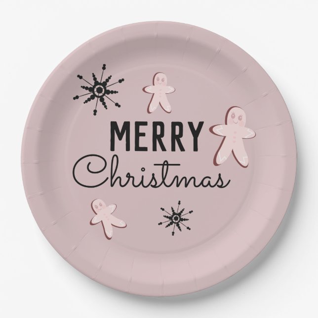 Plato De Papel Galleta de jengibre de Navidad alegre (Anverso)