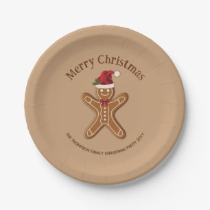 Plato De Papel Galleta De Jengibre Navideña Con Texto Festivo