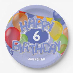 Plato De Papel galletas cortadas de feliz cumpleaños azul con glo