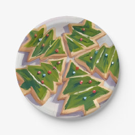Plato De Papel Galletas de árbol de Navidad Fiesta de vacaciones