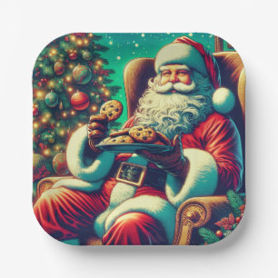 Plato De Papel Galletas de chocolate   Vintage Christmas