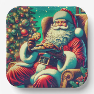 Plato De Papel Galletas de chocolate   Vintage Christmas