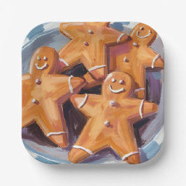 Plato De Papel Galletas de Hombre de Jengibre | Feliz Navidad