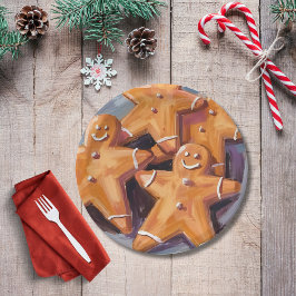 Plato De Papel Galletas de Hombre de Jengibre | Feliz Navidad