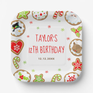 Plato De Papel Galletas de Navidad Cumpleaños Rojo y Verde