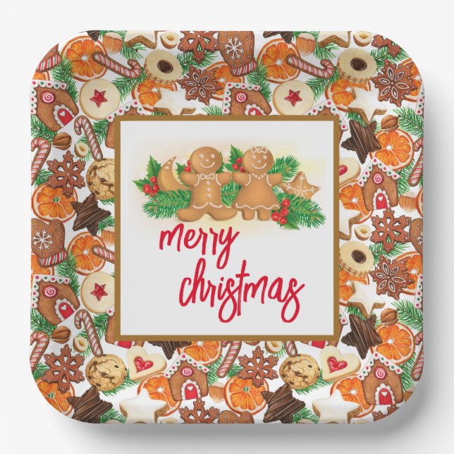 Plato De Papel Galletas de Navidad Feliz (Anverso)