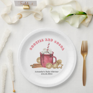 Plato De Papel Galletas de Navidad y baby shower de cacao calient