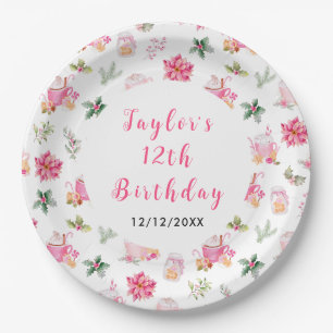 Plato De Papel Galletas de Navidad y Cumpleaños de Cocoa Rosa