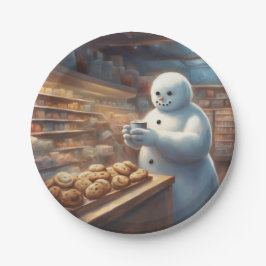 Plato De Papel Galletas de Navidad y fiesta de hombre de nieve co