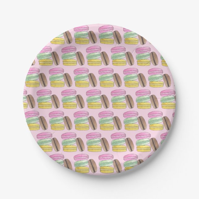 Plato De Papel Galletas de Pasta Francesa Macarón Macarons Pastel (Anverso)