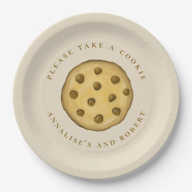 Plato De Papel Galletas Dulces Postre Simple Chips De Chocolate  (Anverso)