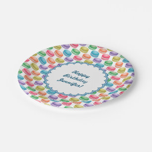 Plato De Papel Galletas Macarons colorido del arte pop