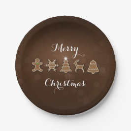 Plato De Papel Galletas nobles del pan de jengibre del navidad