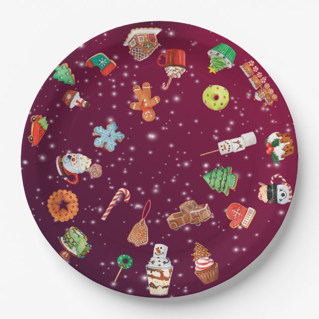 Plato De Papel Galletas, pasteles y cacao (Anverso)