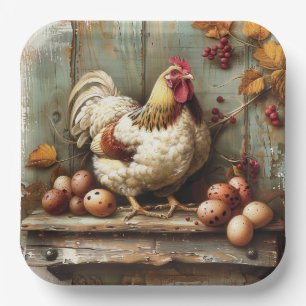 Plato de Papel Gallinero Rústico