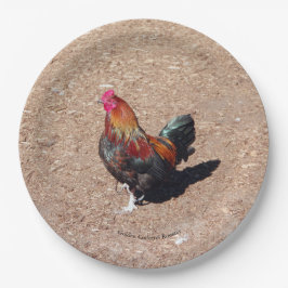 Plato de papel Gallo de Cockerel Dorado