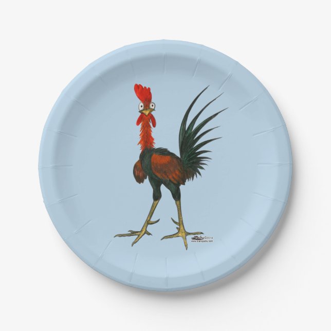 Plato De Papel Gallo loco (Anverso)