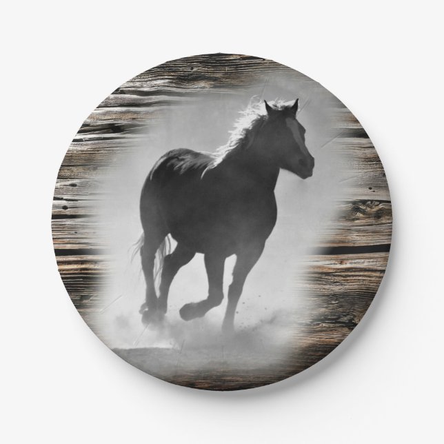 Plato De Papel Gallopaje de caballos salvajes (Anverso)