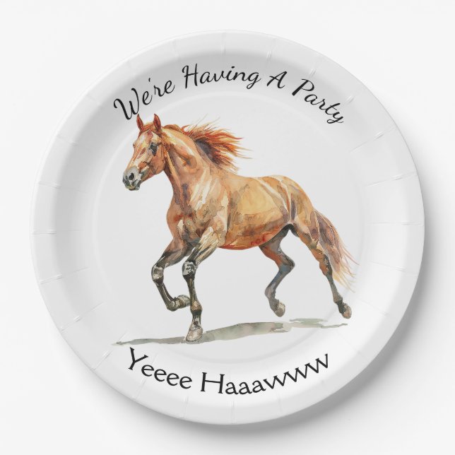 Plato De Papel Galloping Personalizado de Caballo (Anverso)