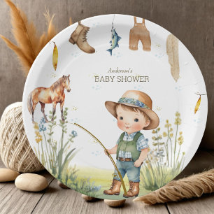 Plato De Papel Gallops & Gills Derby Baby Shower Rustic Fisherman